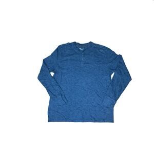 Banana Republic Mens Henley Shirt Blue 100% Cotton Size Large Long Sleeve
